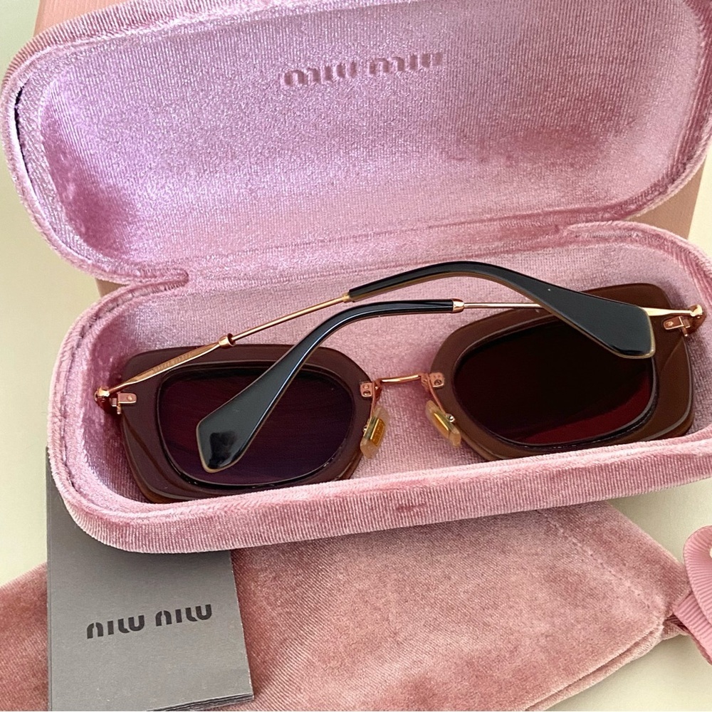 MIU MIU SMU07O KAY-0A7 Retro Sunglasses Black/ Gold - Picture 8 of 16